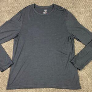 True North Merino Wool Shirt Men's Large Gray Hiking Outdoor Base Layer 1519307
